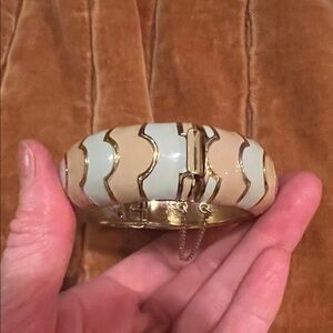 J. Crew Gold-Tone off white and pale pink Textured Bangle clasp closure